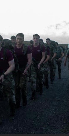 Josh on a march during his time in the British Army
